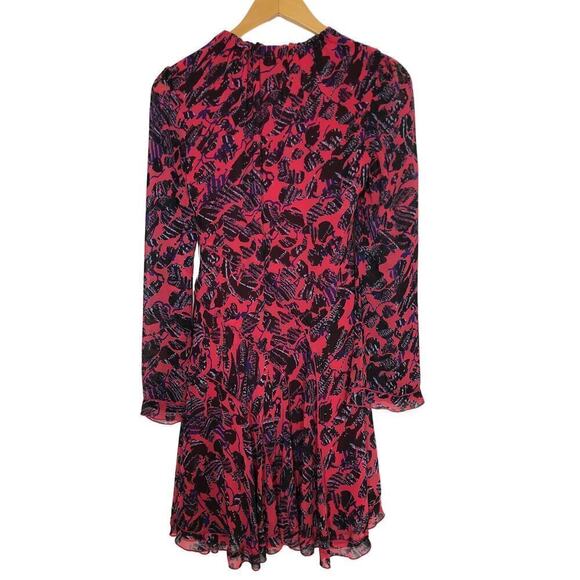 10 Crosby Derek Lam Catia Dress Abstract Print Floral V-Neck Mini Pink Size 0 - Picture 7 of 11